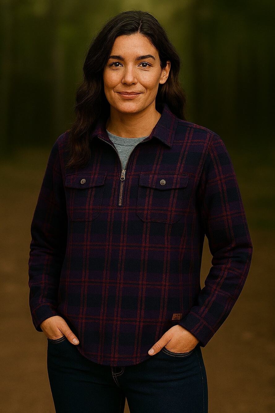 LL Bean Women’s 100% Cotton Plaid Flannel Shirt Quarter-Zip Cottage Core- L